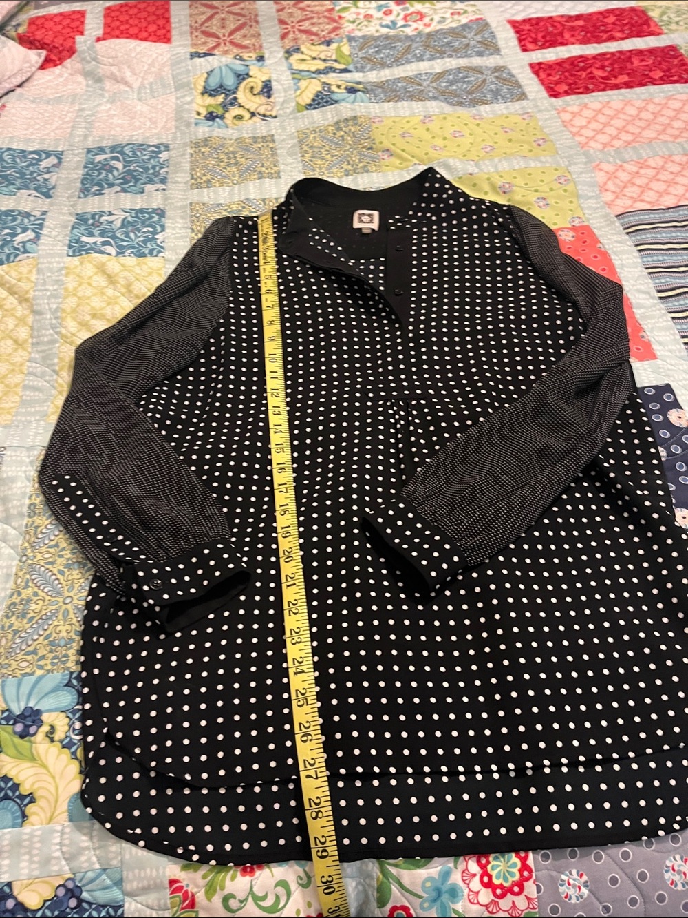 Polka Dot Black Women's Long Sleeve blouse by Anne Klein